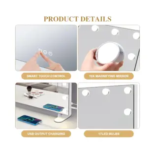 Miroir Maquillage Lumineux, Miroir Coiffeuse avec USB Port de Charge