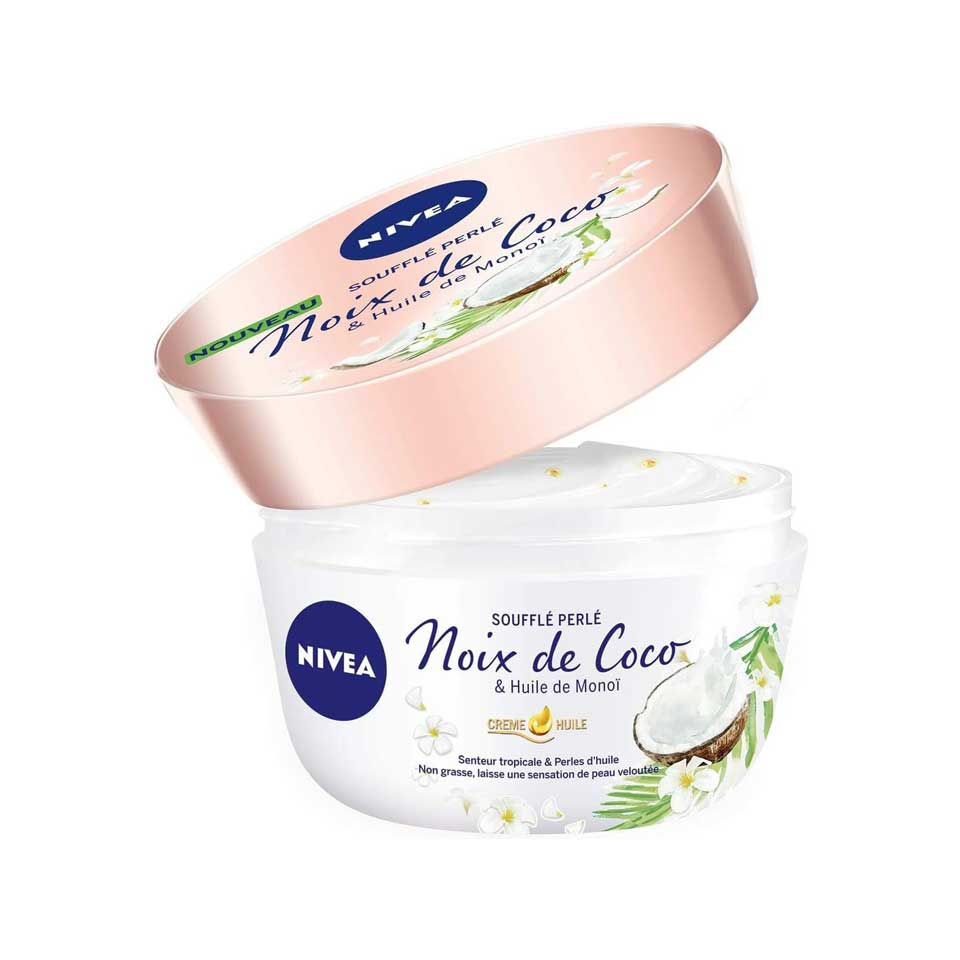 NIVEA Perlé Soufflé Body Balm 200 ml – 24h hydration with monoi oil and tropical coconut scent. - Image 2