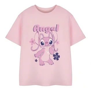 Disney Lilo & Stitch T-Shirt Rose à Manches Courtes Filles 1 Disney Lilo & Stitch T-shirt rose fille mignon