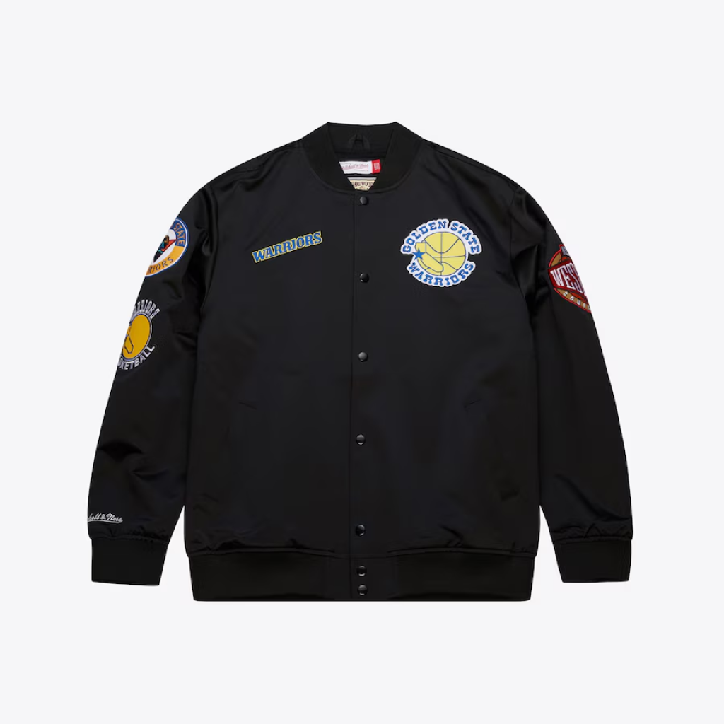 Men's Golden State Warriors Black Out Collection Full-Snap Varsity Jacket