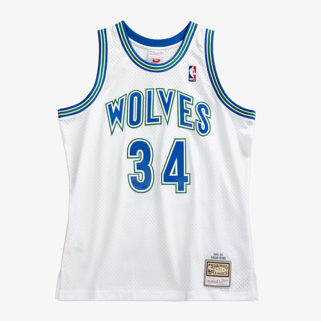 Men's Isaiah Rider White Minnesota Timberwolves 1995/96 Hardwood Classics Swingman Player Jersey