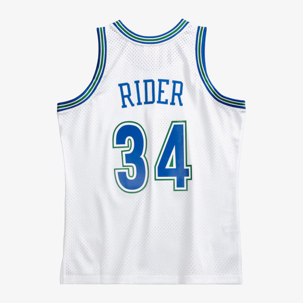 Men's Isaiah Rider White Minnesota Timberwolves 1995/96 Hardwood Classics Swingman Player Jersey - Image 2