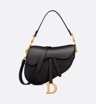 prd sac demo (1) Dior Saddle Bag with Shoulder Strap in Black Grained Calfskin