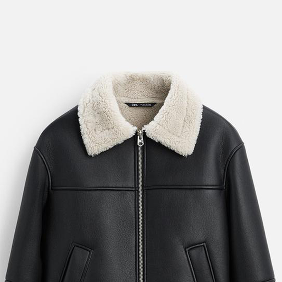 ZARA Relaxed Fit Washed Jacket with Faux Shearling Lining – Men's - Image 4