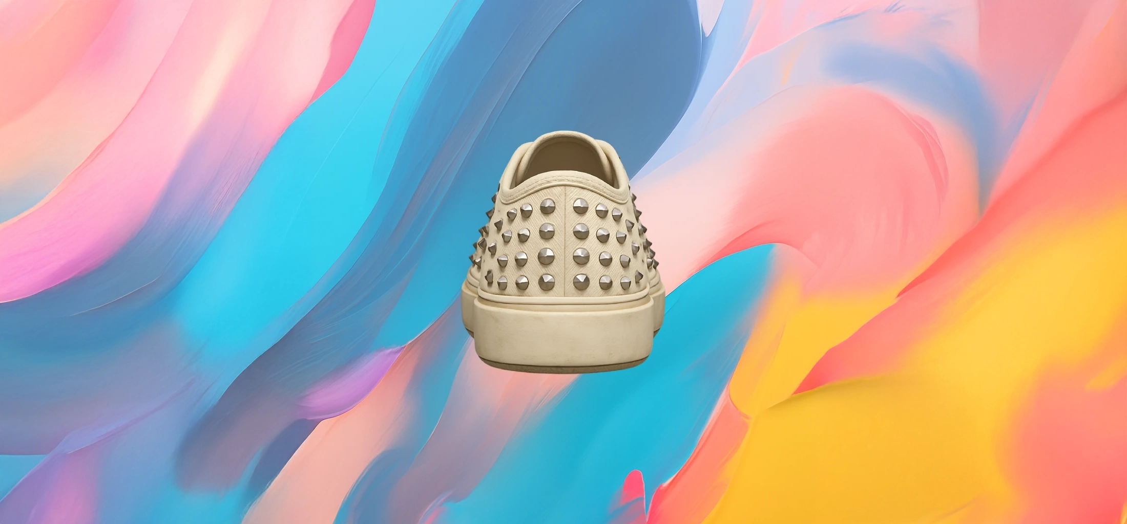 The25x Beige Studded Canvas Sneakers - Image 2