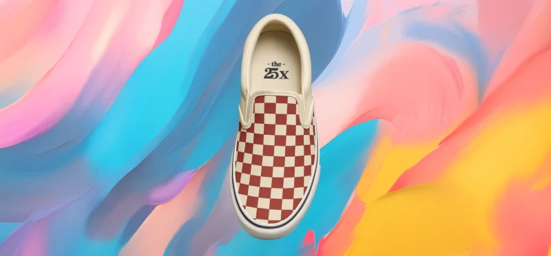 The25x Cream & Red Checkered Slip-Ons