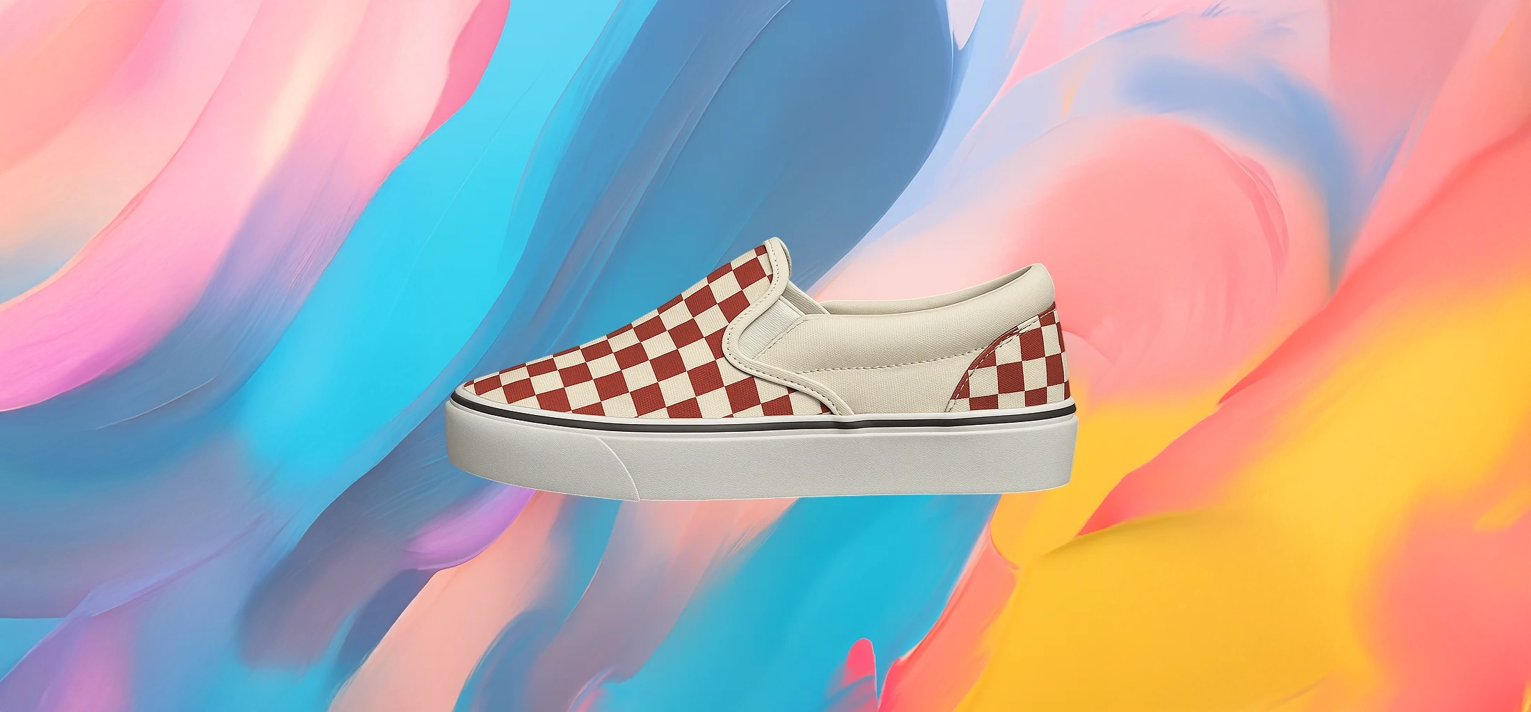 The25x Cream & Red Checkered Slip-Ons - Image 4