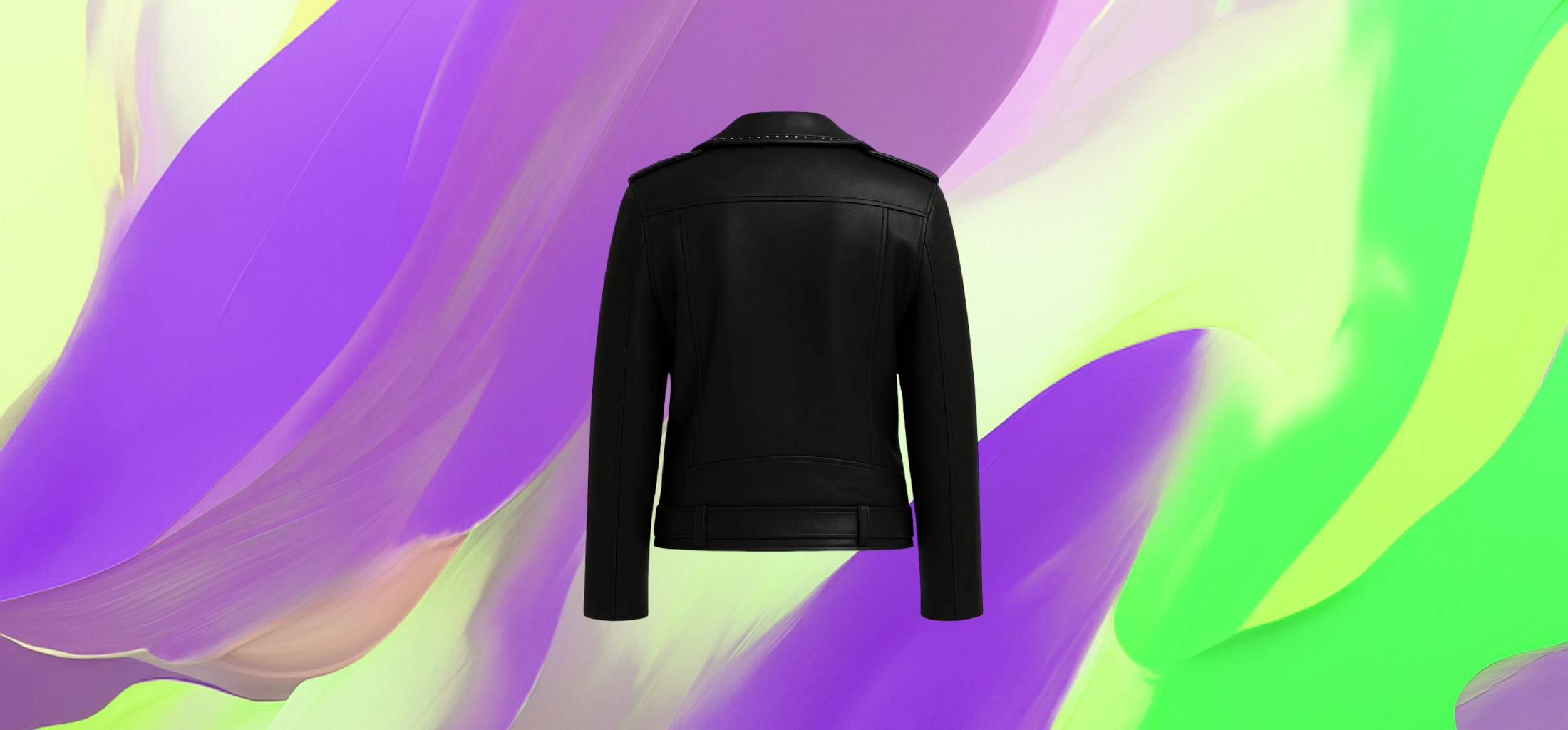 The25x Black Studded Leather Biker Jacket - Image 3