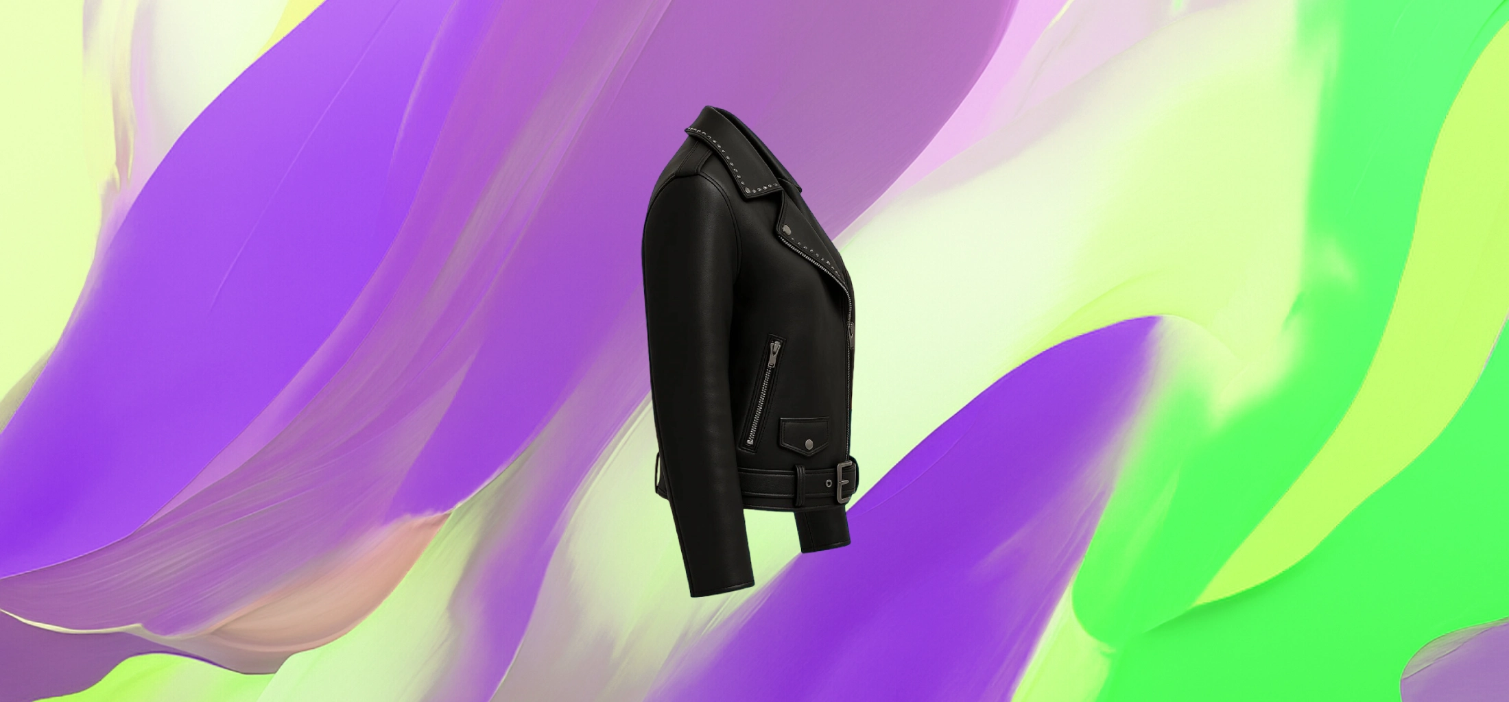 The25x Black Studded Leather Biker Jacket - Image 2