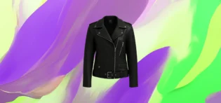 vue de face The25x Black Studded Leather Biker Jacket