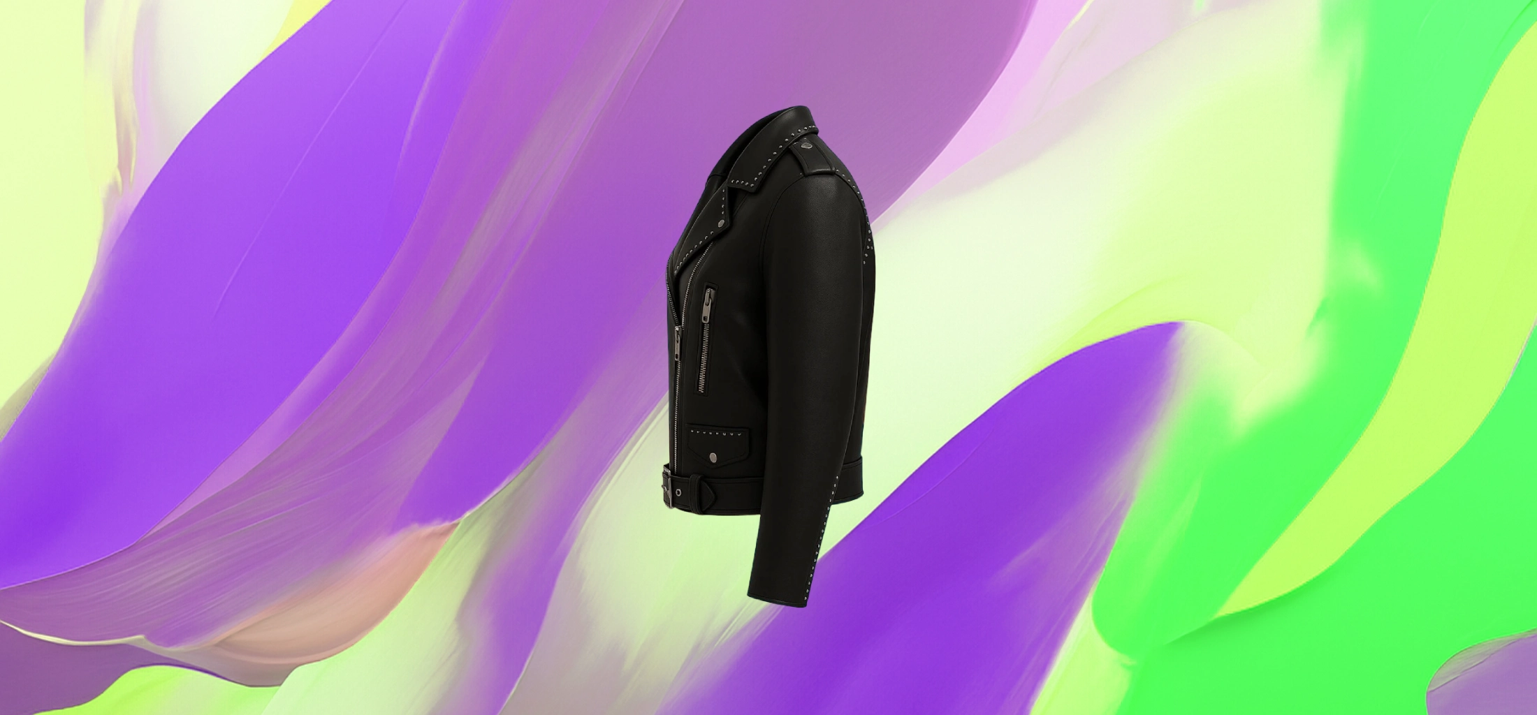 The25x Black Studded Leather Biker Jacket - Image 4