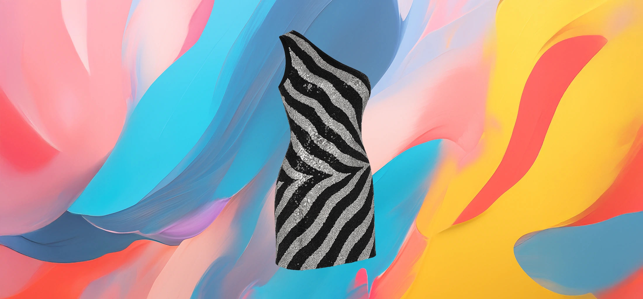 The 25X Asymmetric Zebra Glitter Dress - Image 2