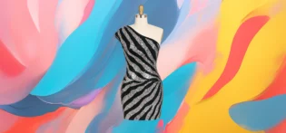 Produit#3- (1) The 25X Asymmetric Zebra Glitter Dress
