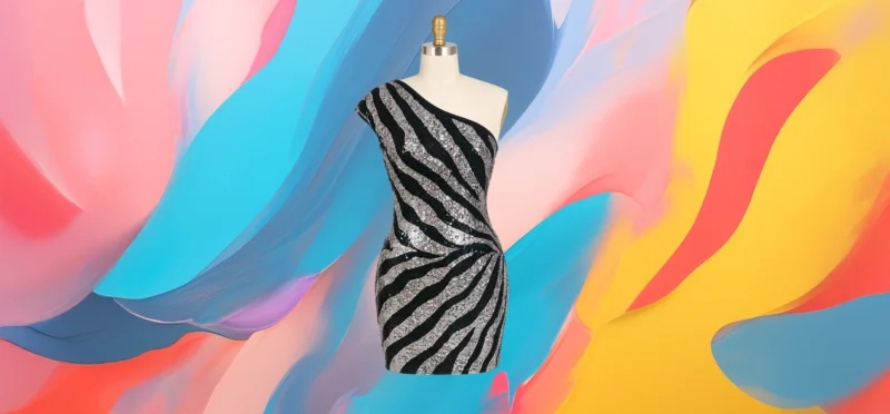 The 25X Asymmetric Zebra Glitter Dress