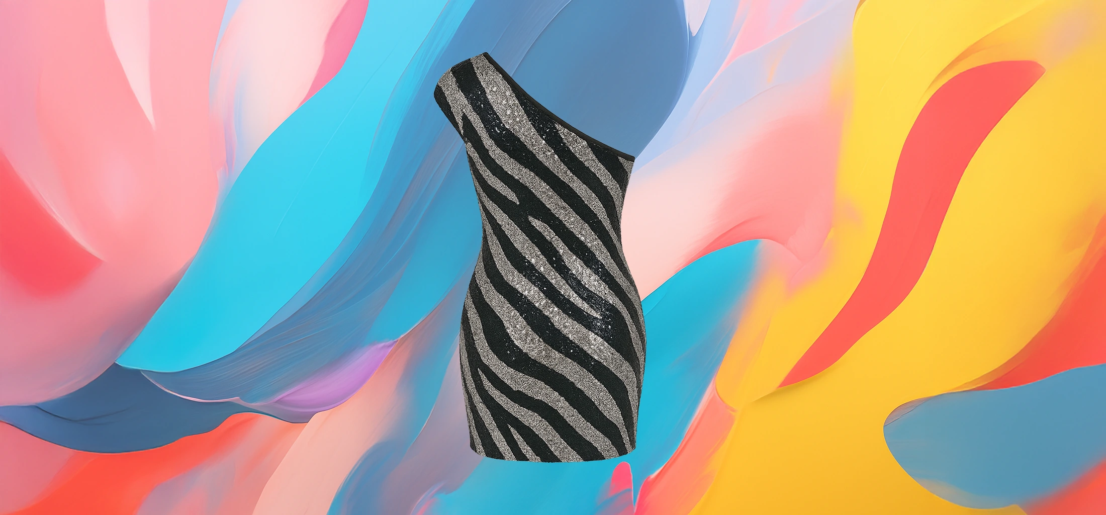 The 25X Asymmetric Zebra Glitter Dress - Image 3