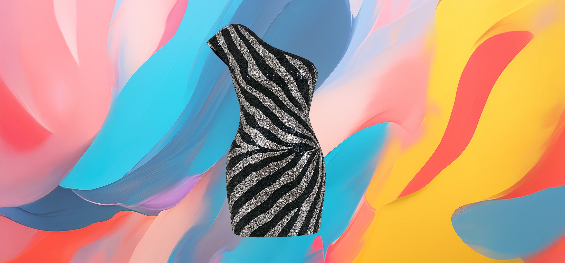 The 25X Asymmetric Zebra Glitter Dress - Image 5