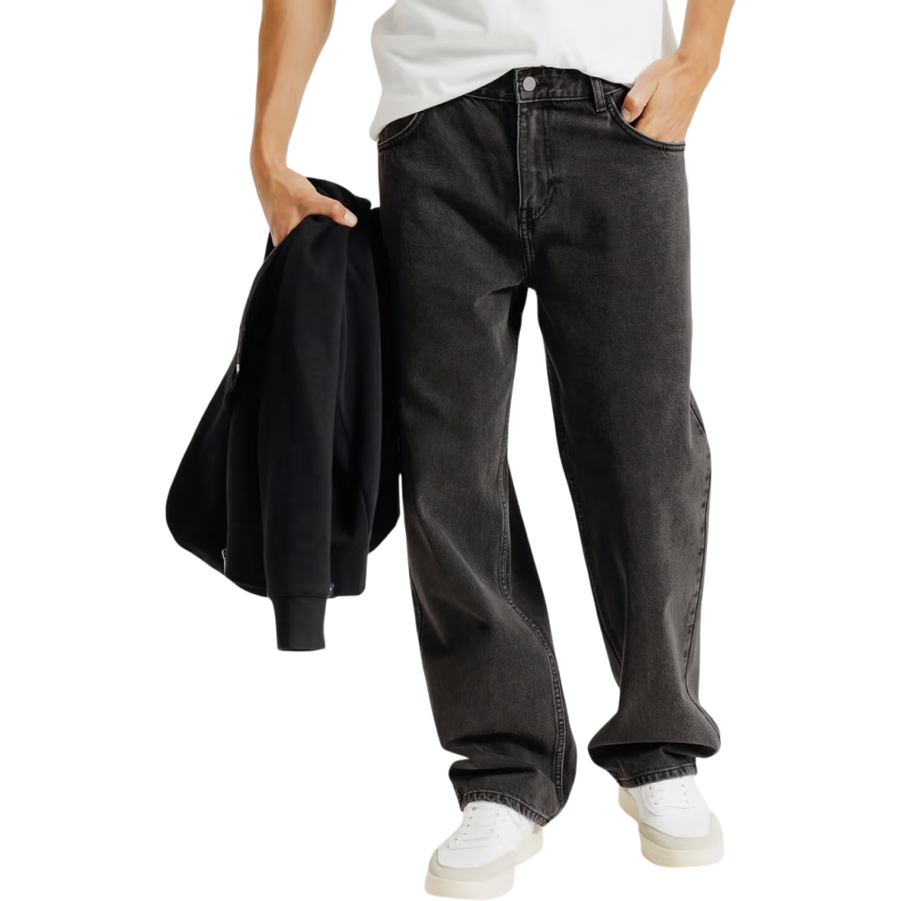 Men's Black Baggy Jeans - Image 2