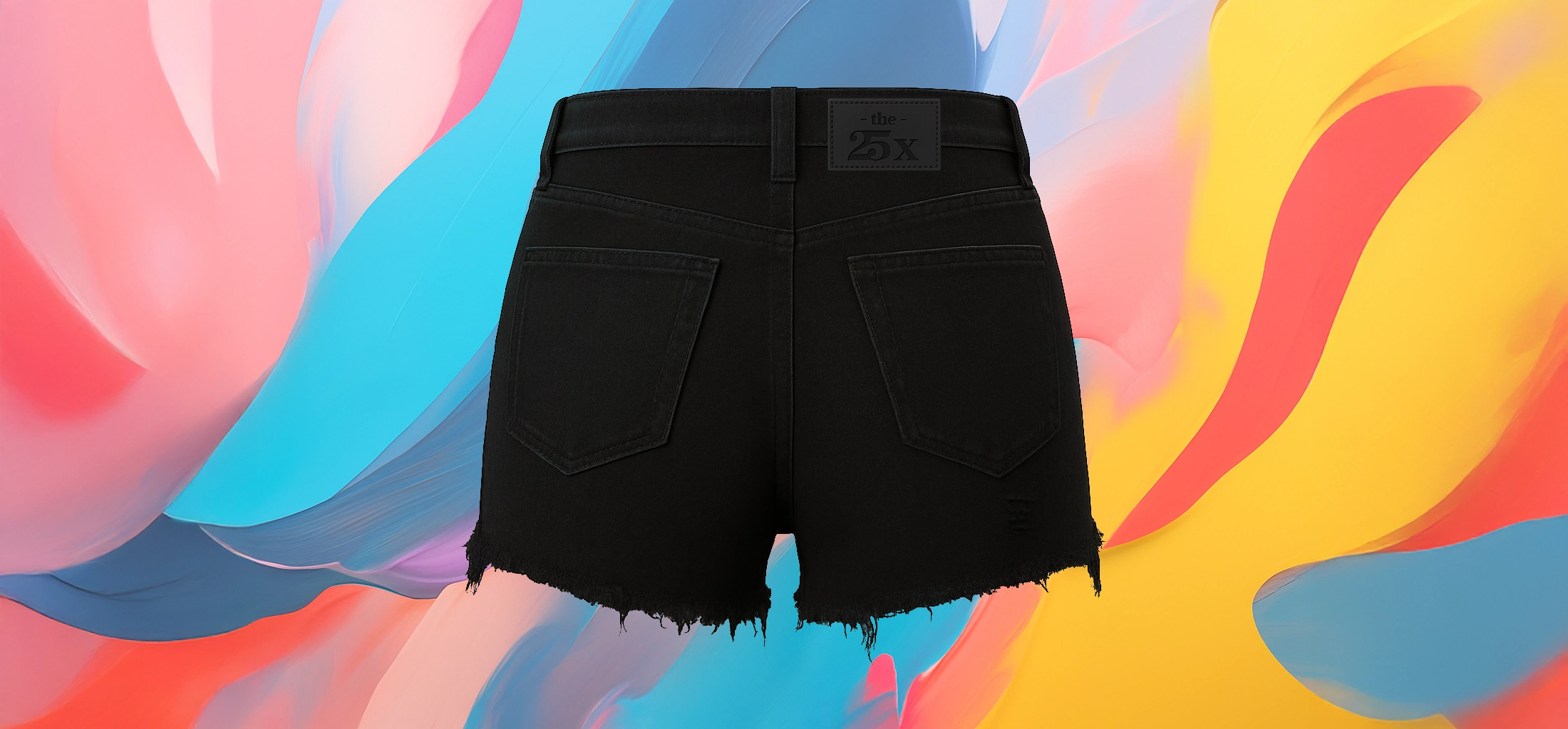 The25x Black Raw-Edge Denim Shorts - Image 2