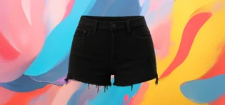 Produit#14-2 The25x Black Raw-Edge Denim Shorts