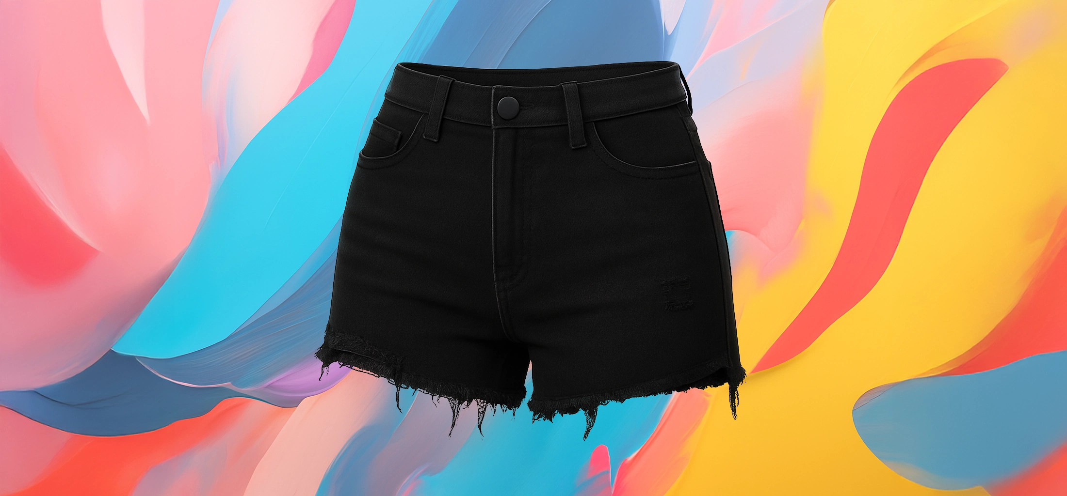 The25x Black Raw-Edge Denim Shorts - Image 3