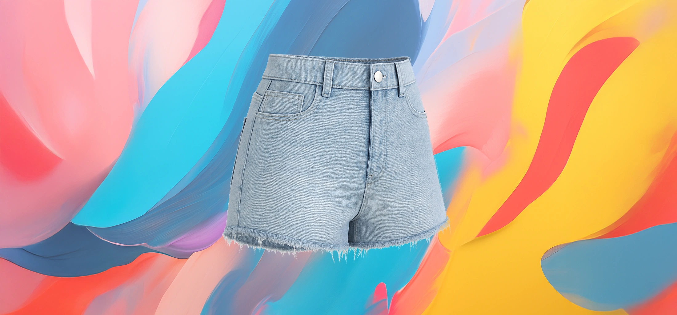 The25x Light Blue Raw-Hem Denim Shorts - Image 2