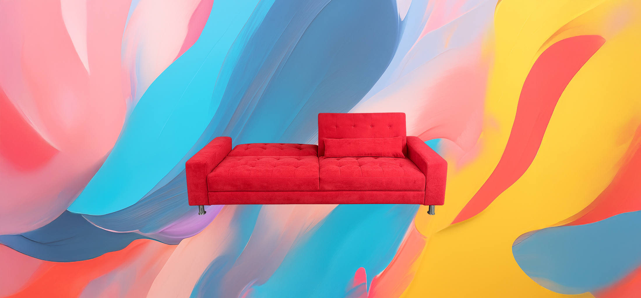 The 25x - Modern Fabric Sofa Bed – European Style, Red - Image 2