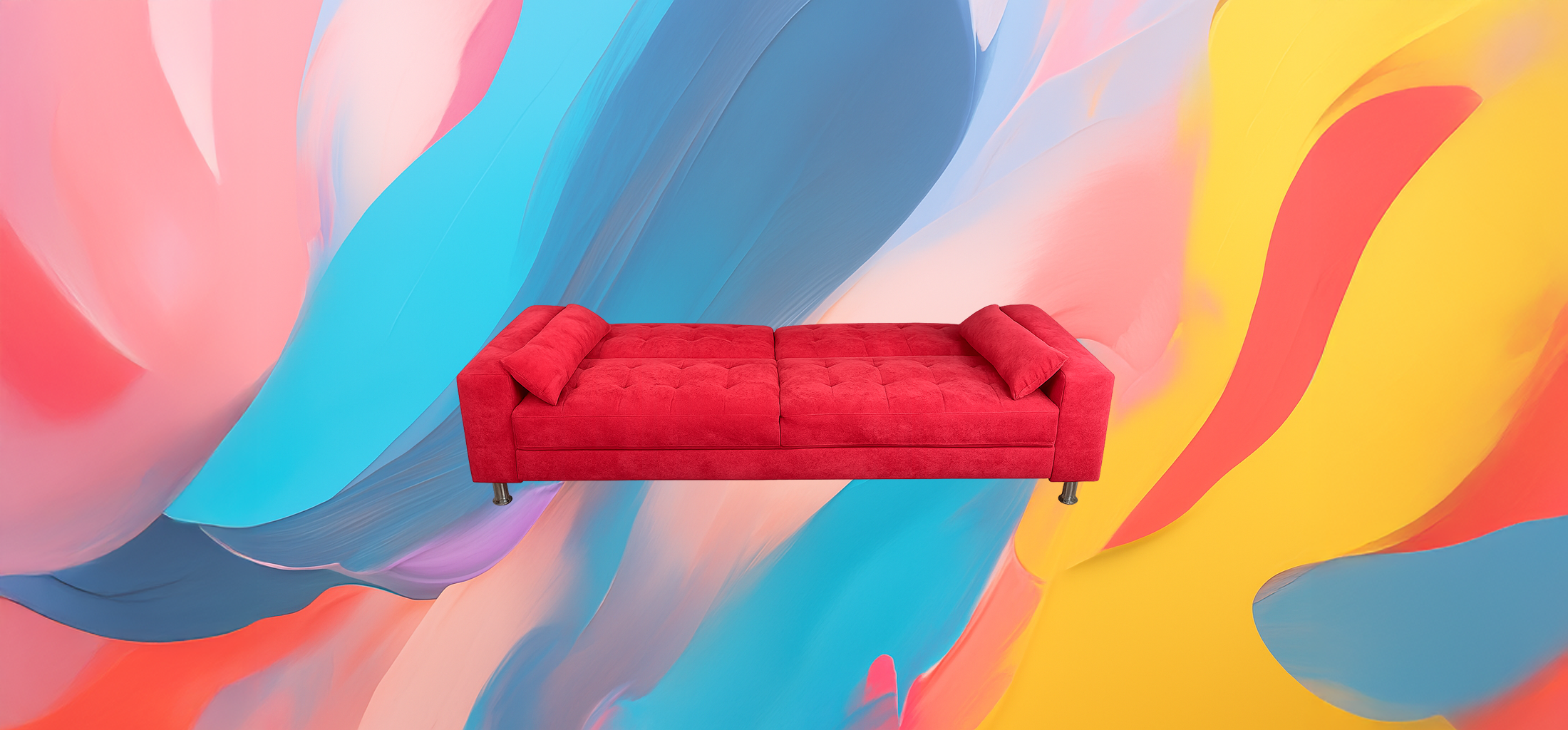 The 25x - Modern Fabric Sofa Bed – European Style, Red - Image 4