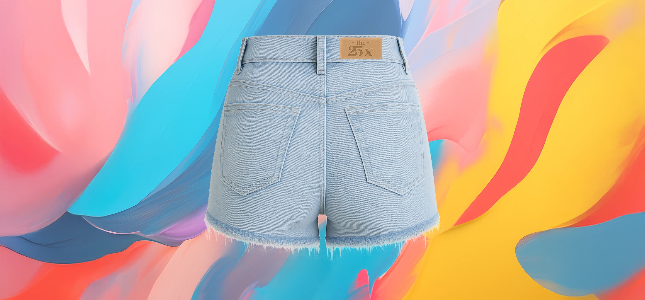 The25x Light Blue Raw-Hem Denim Shorts - Image 4