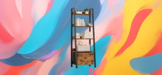 The 25x - 5-Tier Ladder Shelf with Drawer – Rustic Wood & Metal Storage Rack