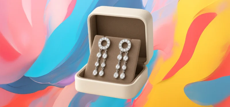 The25x Silver Drop Earrings with Sparkling Crystal Accents