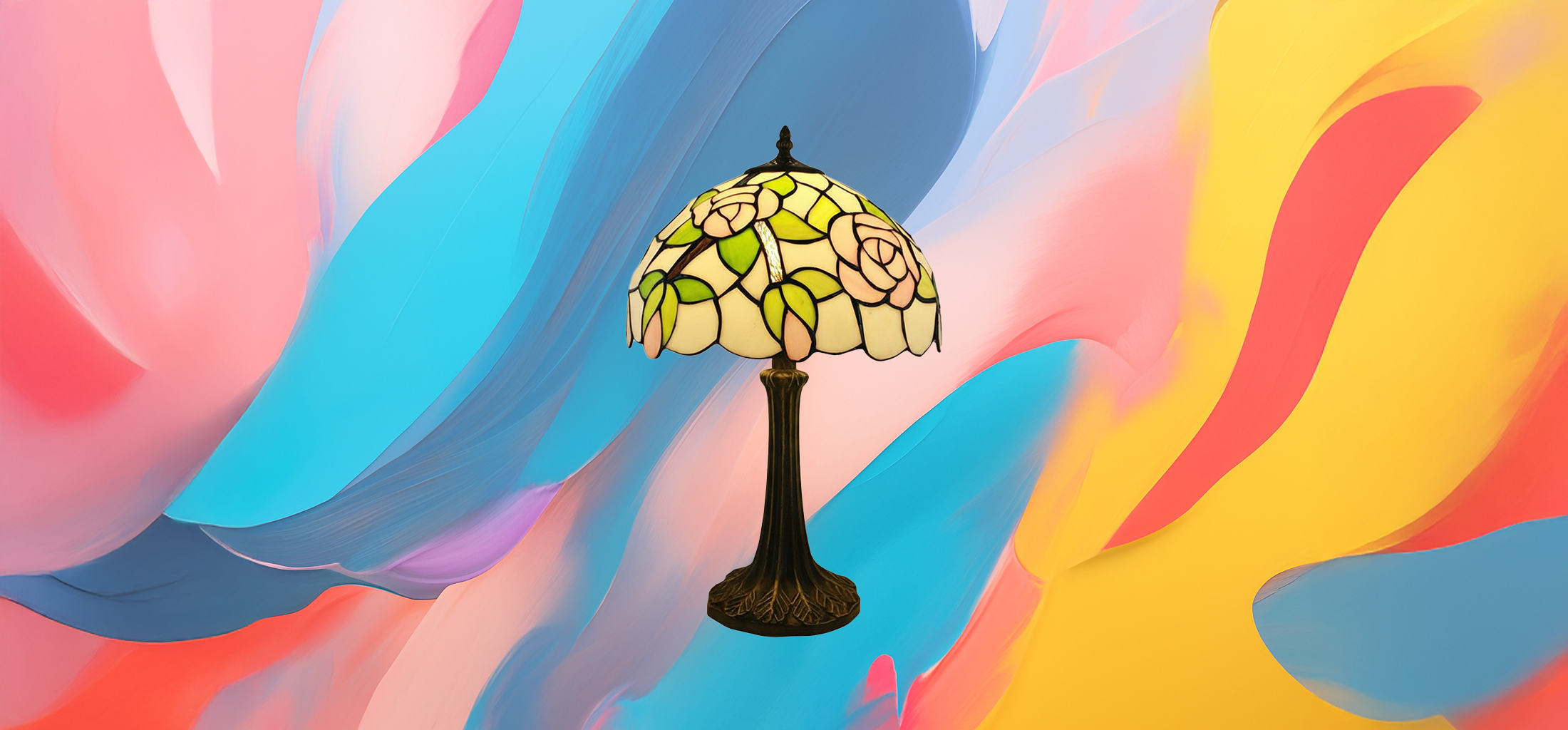 The 25x - Tiffany Glass Table Lamp – Pink Bird - Image 2