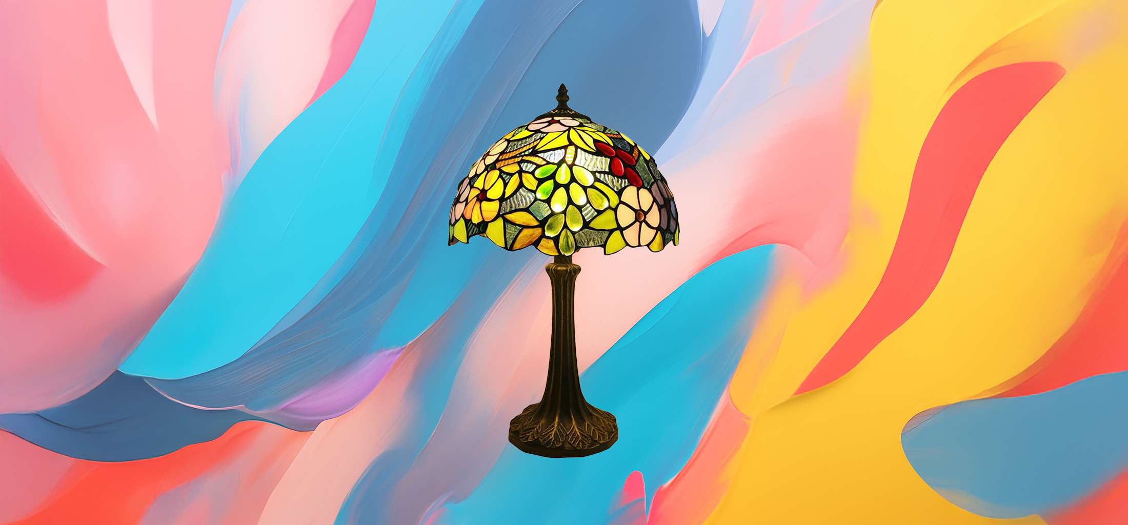 The 25x - Tiffany Glass Table Lamp – Pink Bird - Image 3