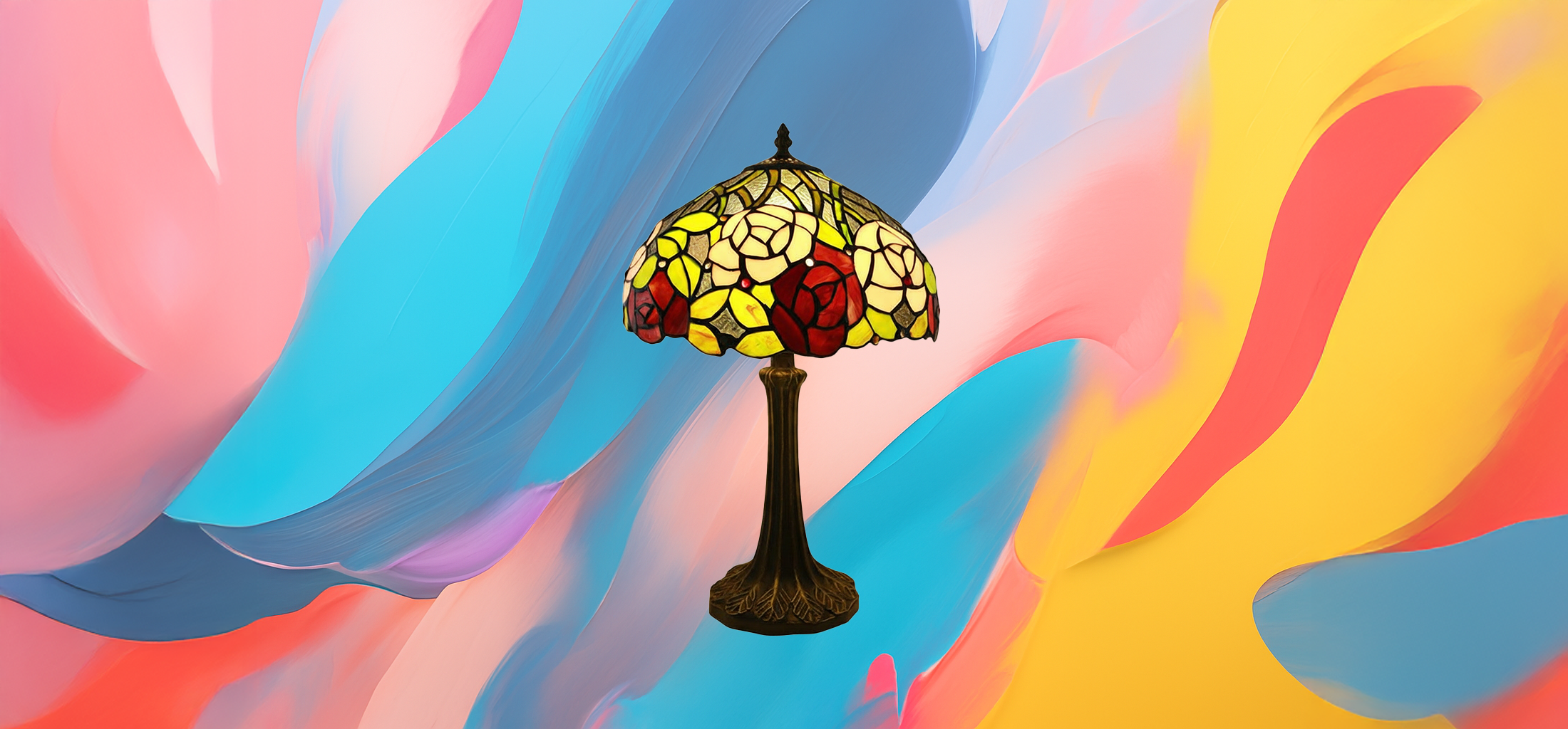 The 25x - Tiffany Glass Table Lamp – Pink Bird - Image 4