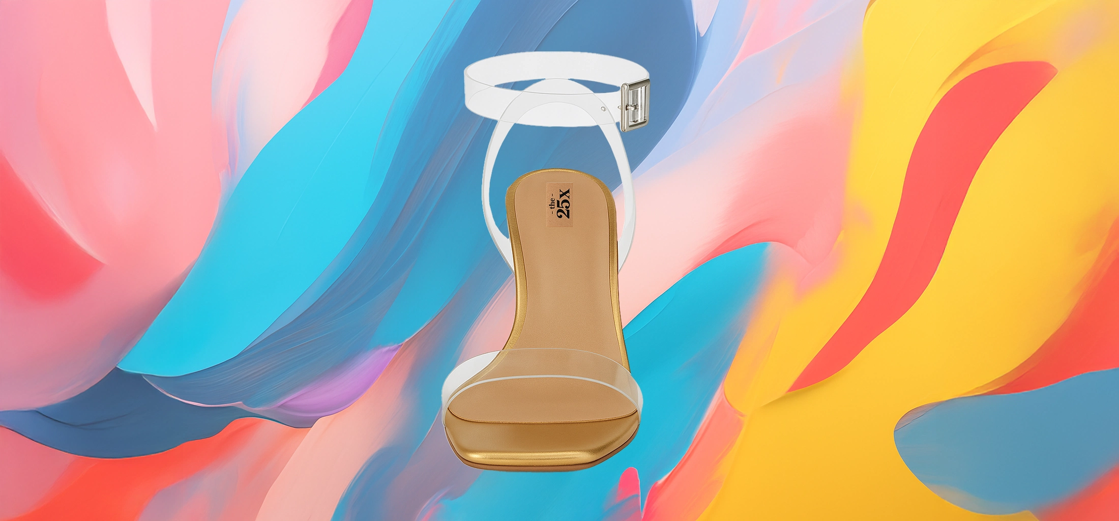 The 25x Transparent Sandal with Sculpted Heel & Gold Insole - Image 3
