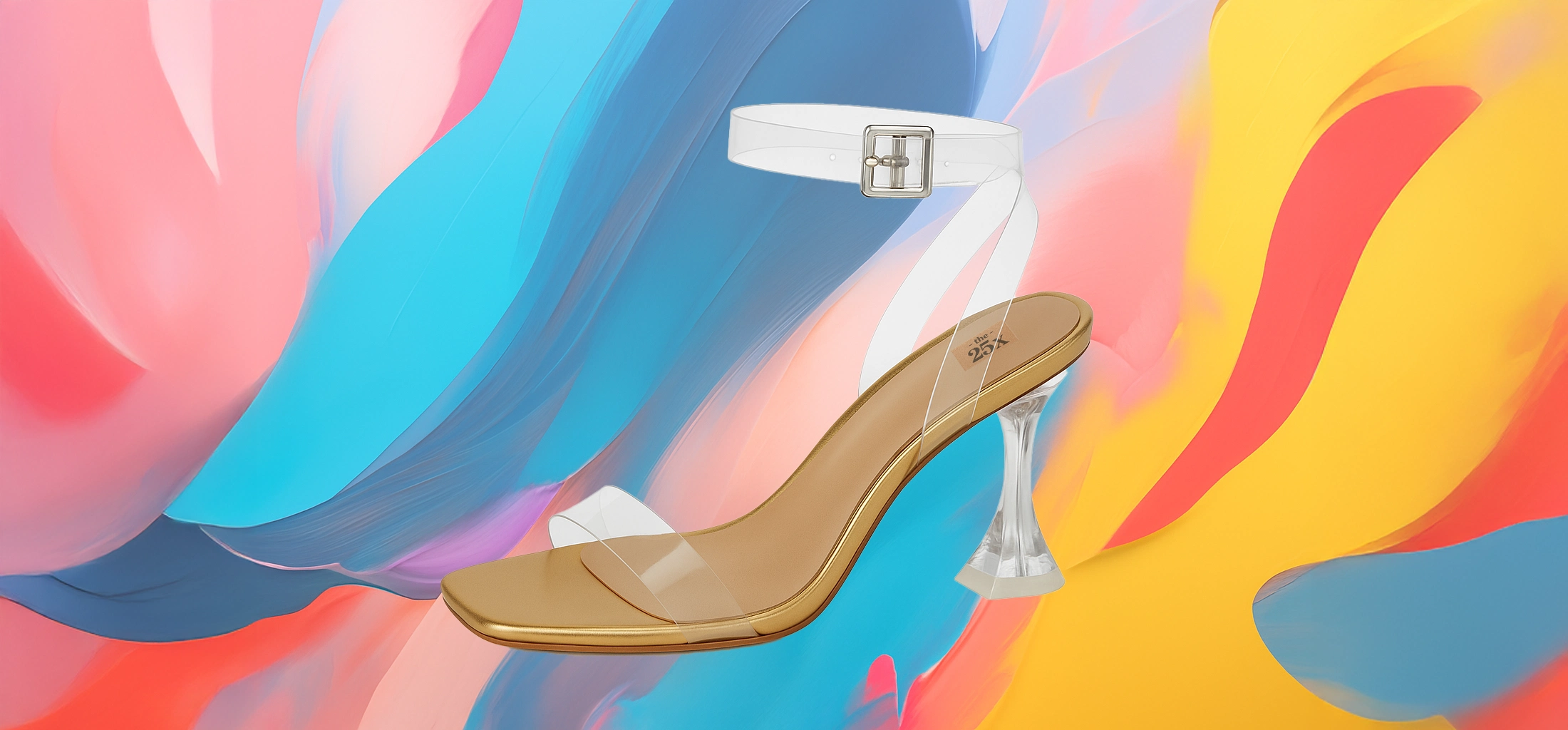 The 25x Transparent Sandal with Sculpted Heel & Gold Insole - Image 4