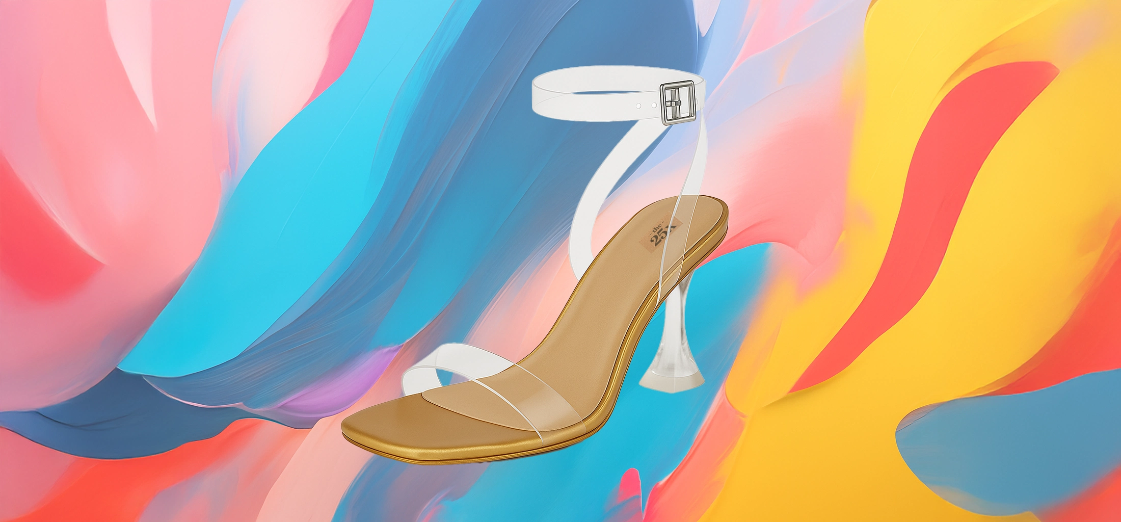 The 25x Transparent Sandal with Sculpted Heel & Gold Insole