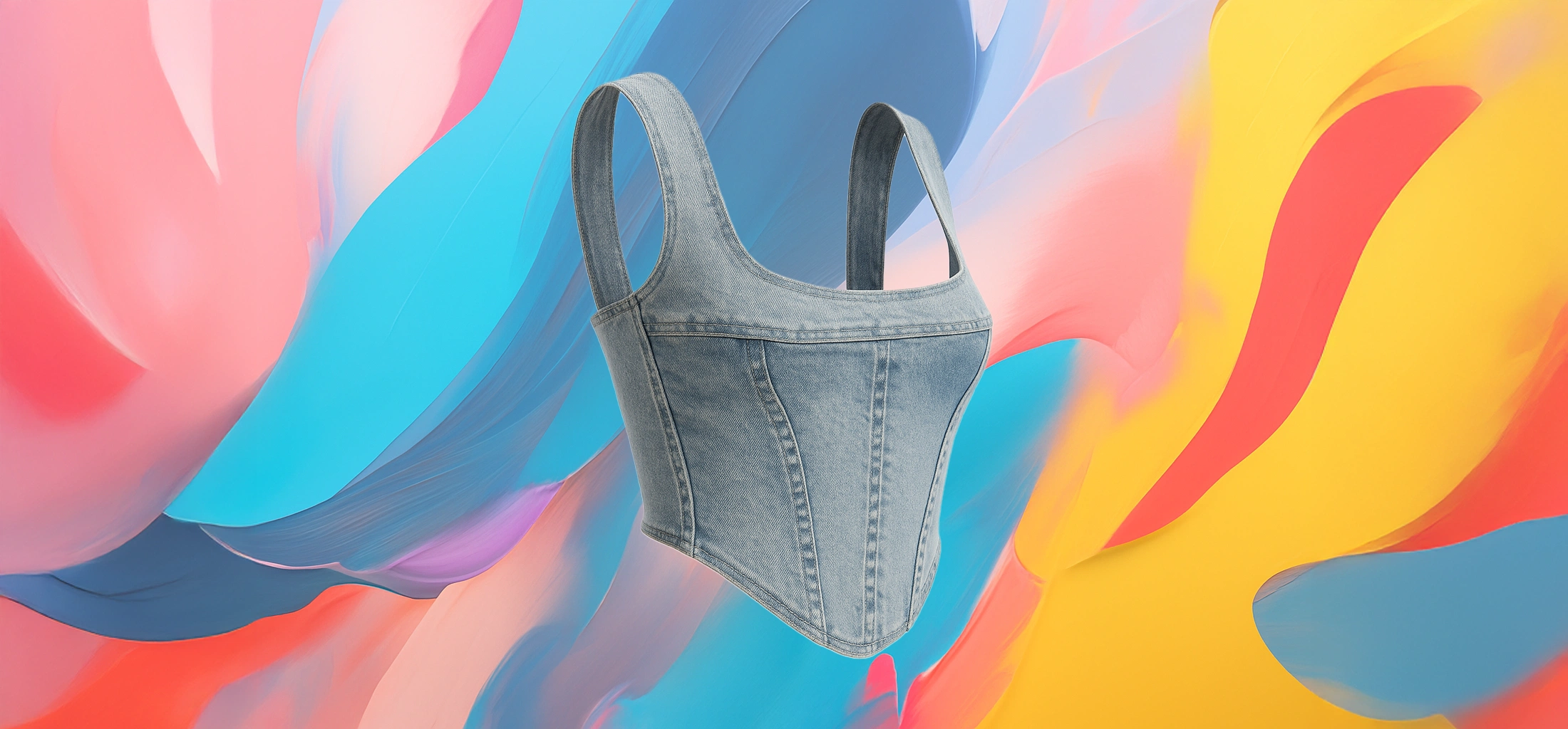 The 25x - Square Neck Denim Crop Tank Top - Image 3