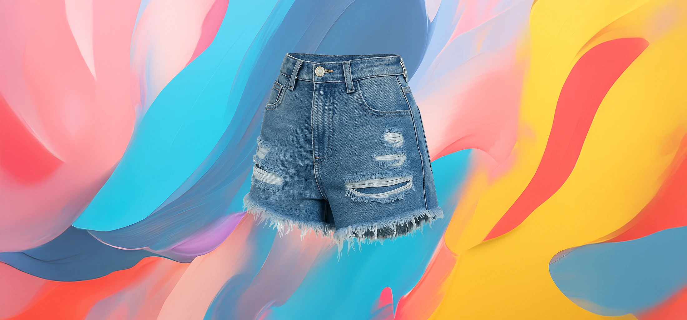 The 25x High-Waist Frayed Denim Shorts - Image 2