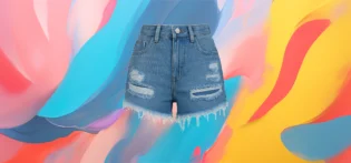 Produit#9-4 The 25x High-Waist Frayed Denim Shorts