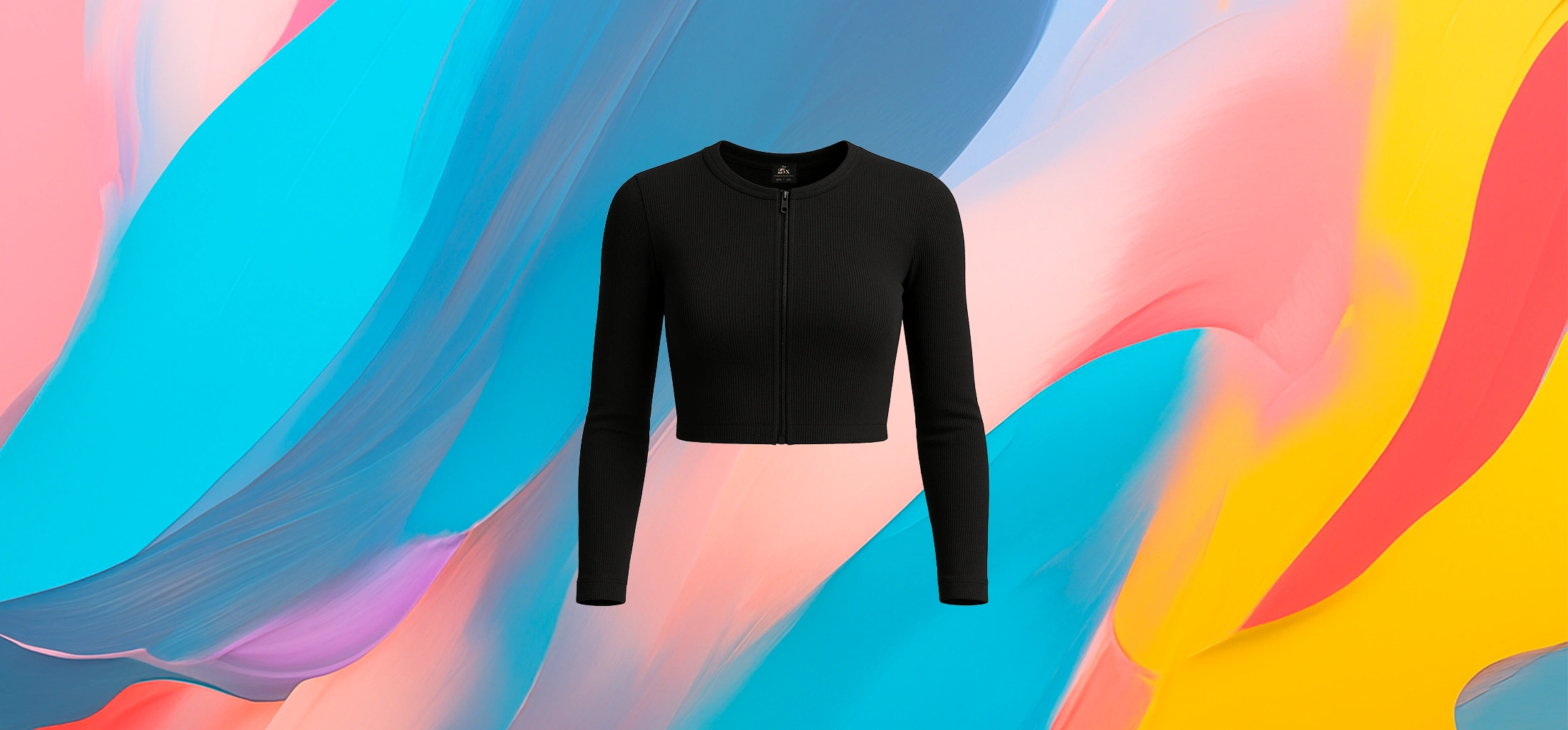The 25x Sleek Zip Front Crop Top