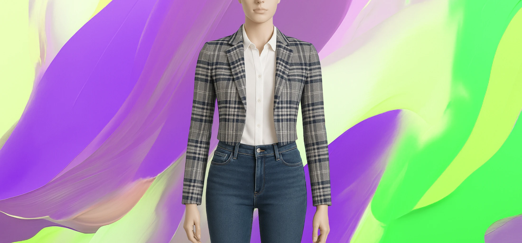 The 25x – Trendy Cropped Plaid Blazer - Image 4