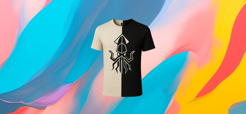 The 25x T-shirt with a stylized geometric squid design