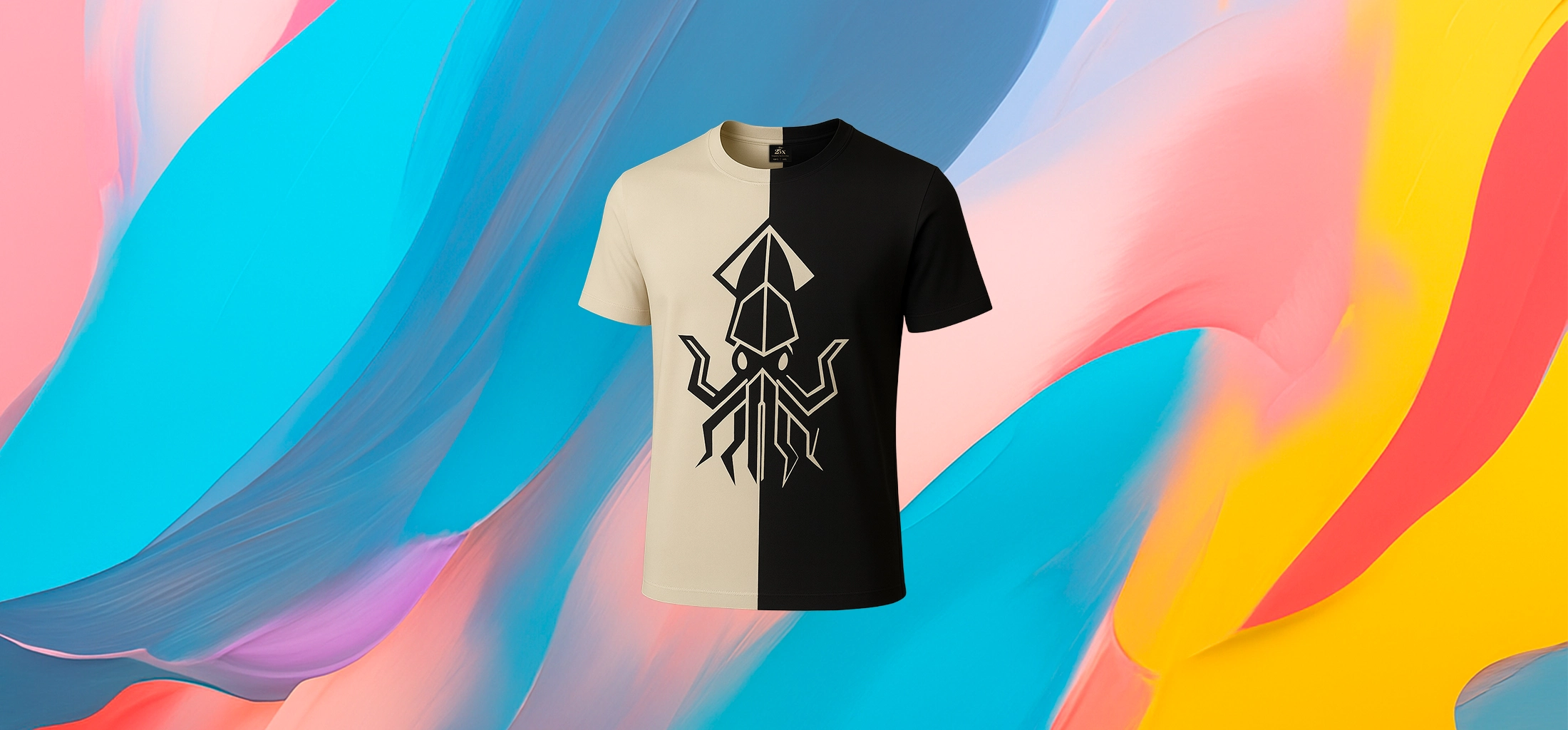 The 25x T-shirt with a stylized geometric squid design - Image 2