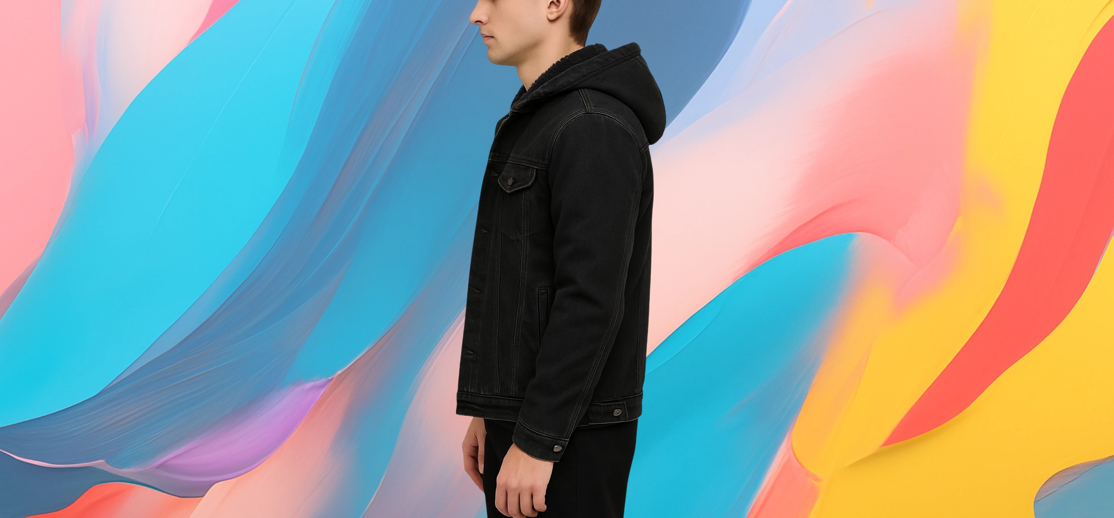 The 25X Black denim jacket with hood - Image 2