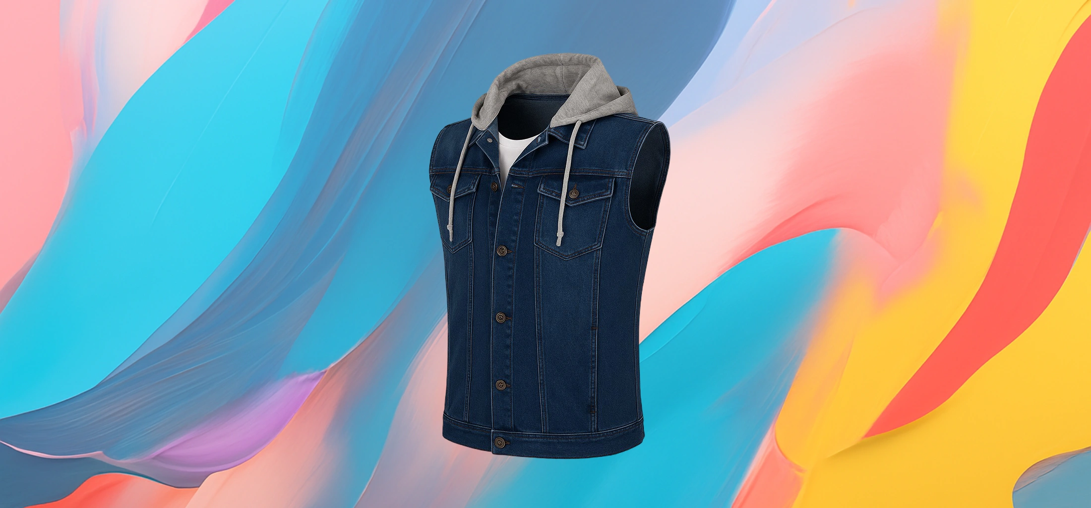 The 25x – Casual Denim Hooded Vest - Image 2