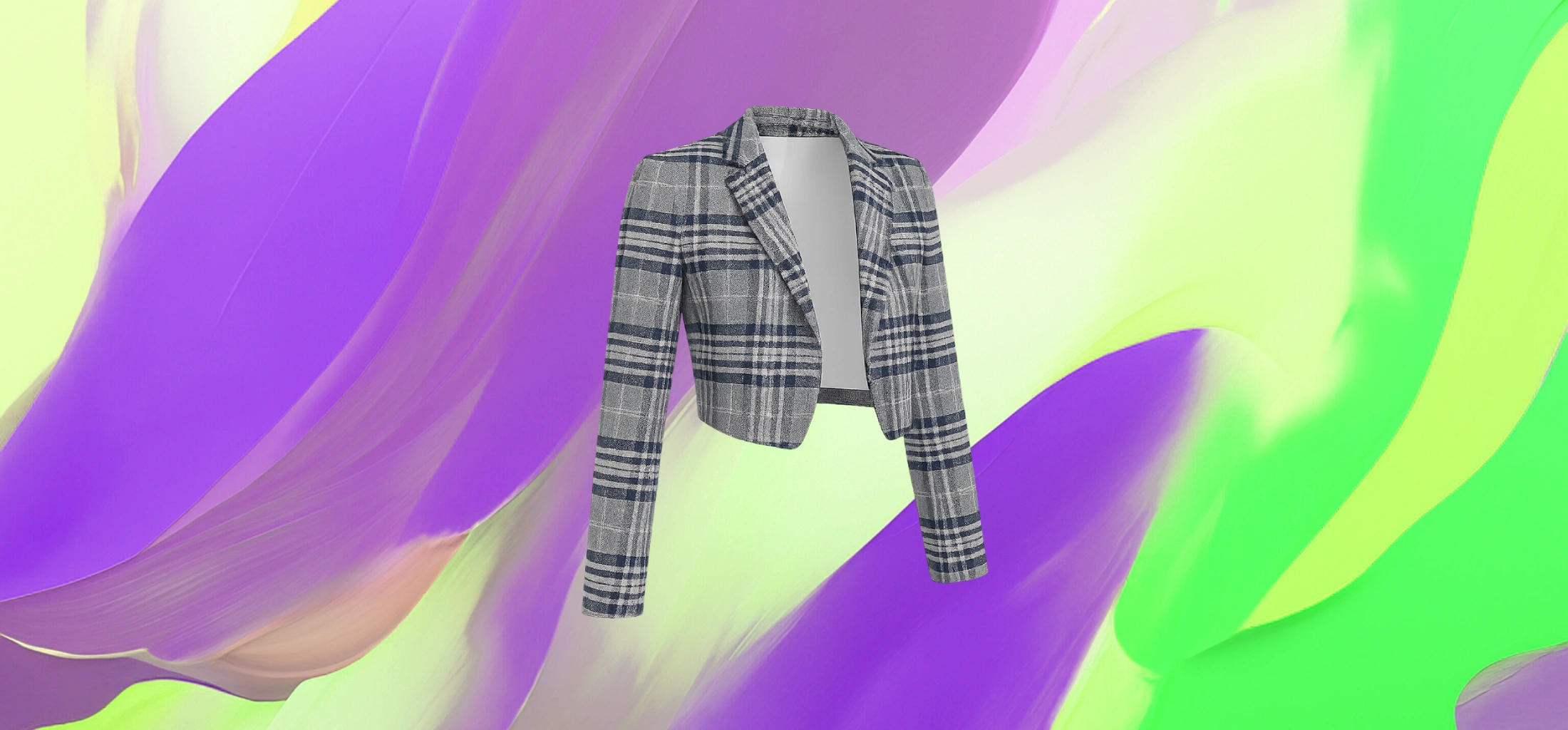 The 25x – Trendy Cropped Plaid Blazer - Image 2