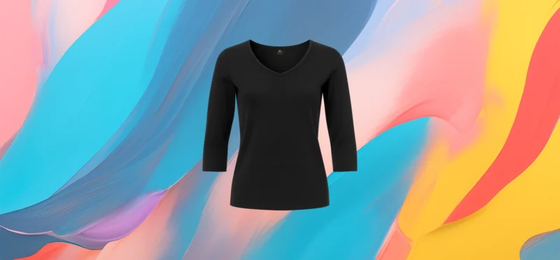 The 25X Women’s Black V-Neck 3/4 Sleeve Top