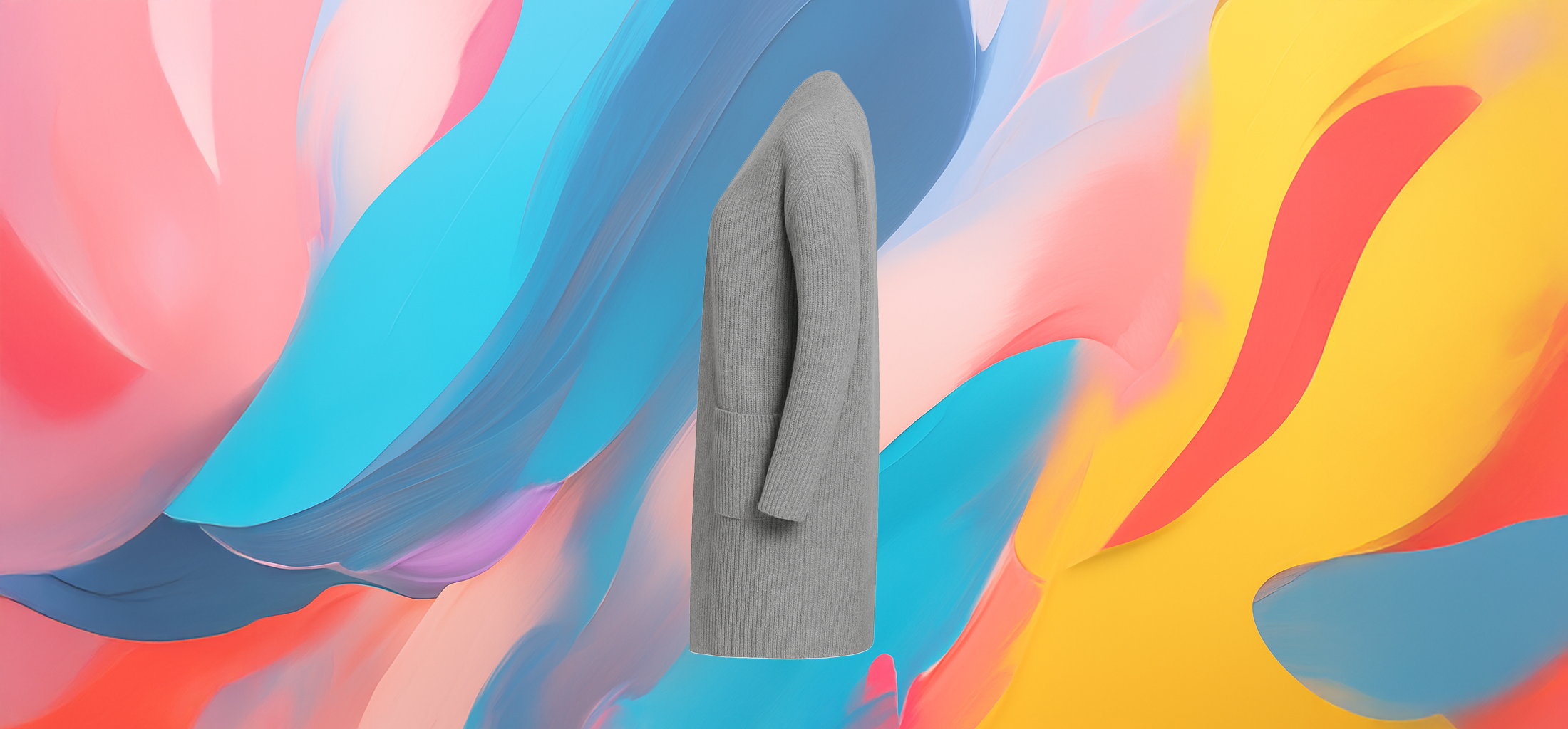 The25x Light Grey Oversized Knit Cardigan - Image 3
