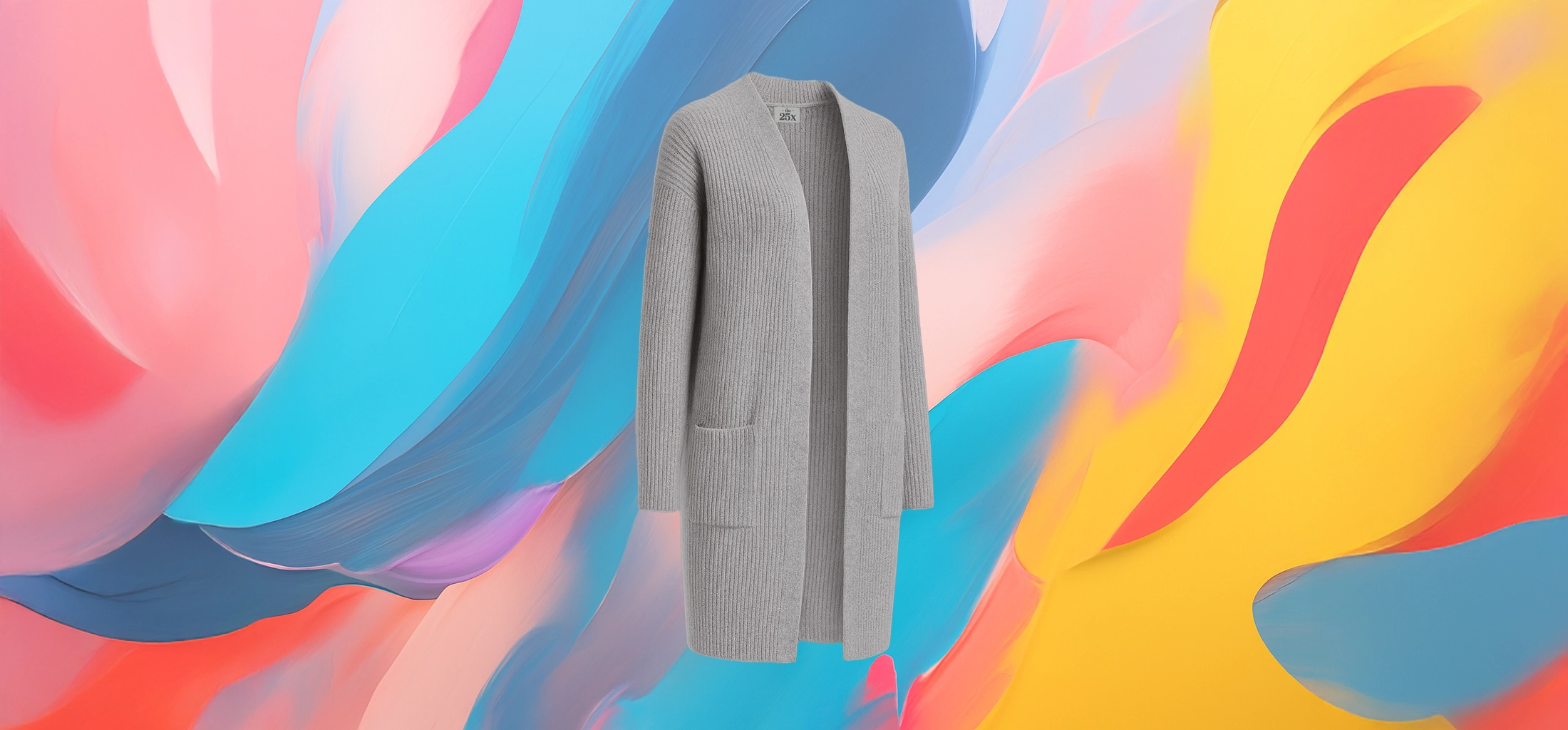 The25x Light Grey Oversized Knit Cardigan - Image 2