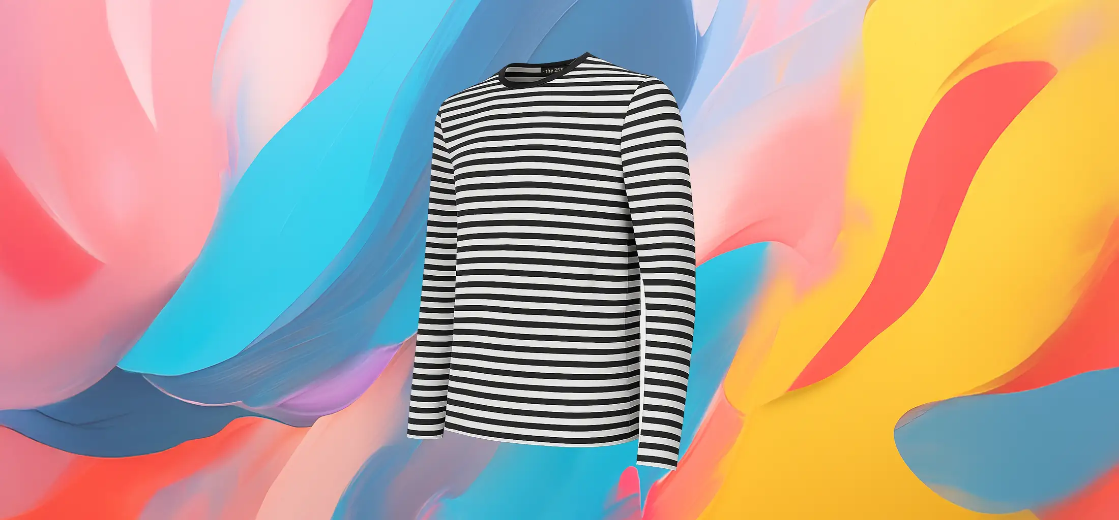 The 25x Men’s long-sleeve sailor T-shirt black and white stripes - Image 2